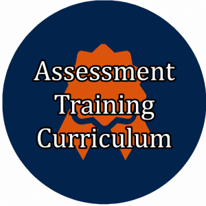 blue button with award badge icon linking to "Assessment Training Curriculum""