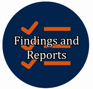 blue button with checklist icon linking to "Findings and Reports""